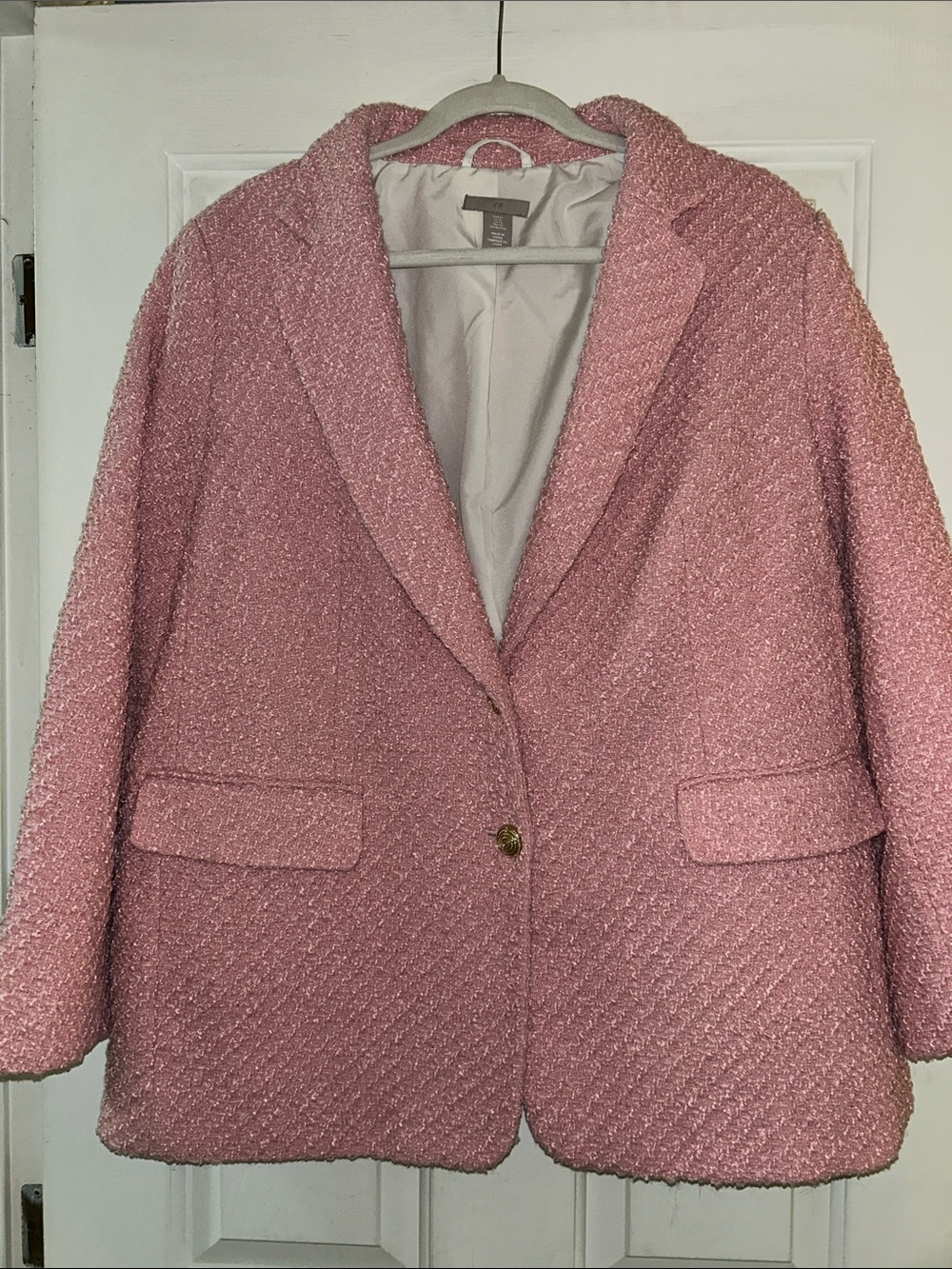 H&M Pink Women’s Blazer Coat with Gold Buttons